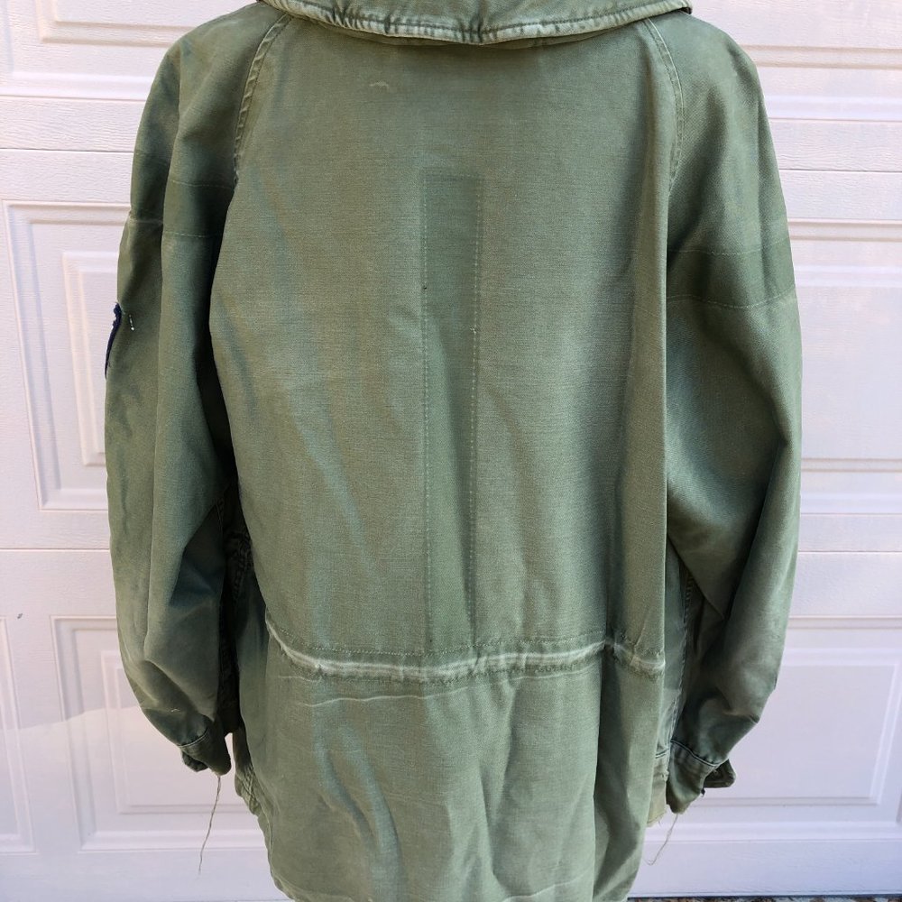 Vintage Men's US Air Force Military Jacket Hood Patches Med Reg Cotton OG 107 - Picture 4 of 12